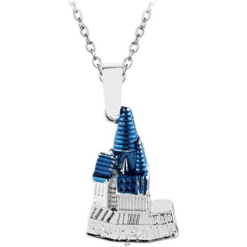 Classic Movie Jewlery Blue Magic Castle Statement Pendant Neckalce For Boy Birthday Gifts