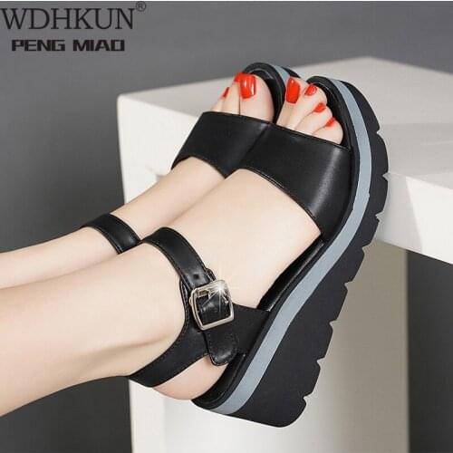 2021 Summer Shoes Women Wedges Heels Sandals Young Ladies Casual Sandals Open toe Black White Shoes Wedge Heel 6cm