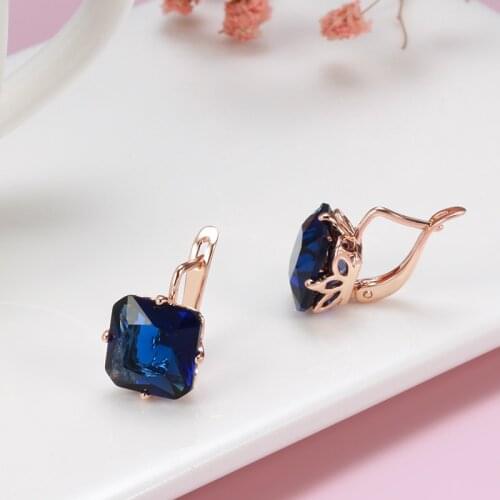 Natural Sapphire Diamond Vintage Earrings for Women Genuine Jewelry Wedding Anniversary Earrings Gift Wholesale Stud Earrings
