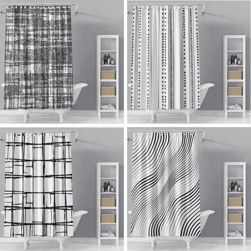 Nordic Shower Curtain Waterproof Mildew proof Geometric Polyester Cloth Shower Curtains Toilet Door Hook For Bathroom Decoration