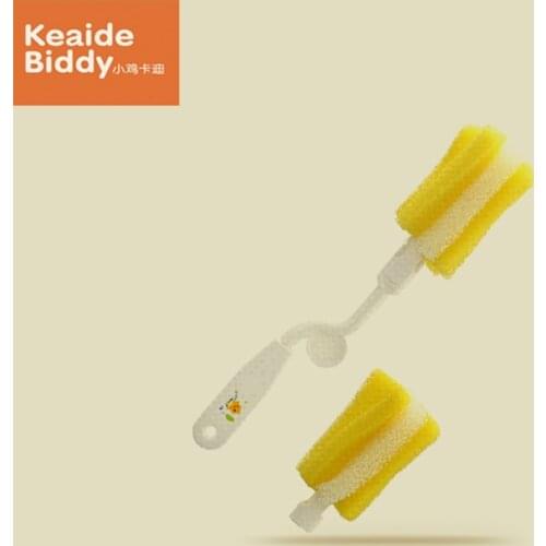 KD3123 Bottle brush replaceable sponge bottle brush can be rotated 360 degrees quickly Popular Sponge Brush Baby Bottle Brush