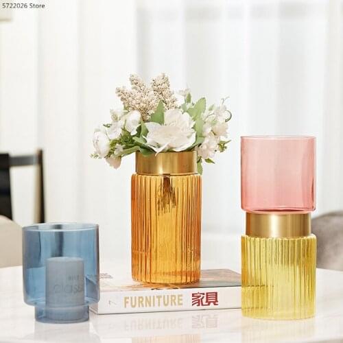 Modern minimalist transparent glass vase multifunctional candle holder hydroponic flower arrangement living room decorative vase