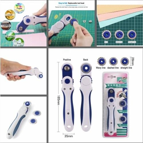 Leather Craft 28Mm Rotary Cutter Leather Cutting Tool Fabric Cutter Circular Blade Diy Patchwork Sewing Quilting Carton Cards