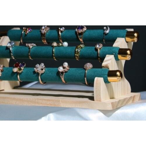 High Quality Wooden 3layers Rings Bracelets Necklaces Storage Luxurious Handmade DIY Jewelry Display Stand Ring Makeup Organzier