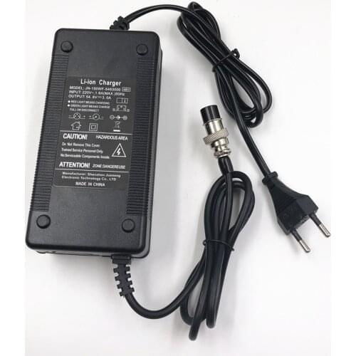 48V Li-ion Battery Charger 54.6V 3A Output for 48V Electric Bicycle Lithium Battery Pack 3 Pin GX16 Female Connector 3 Socket