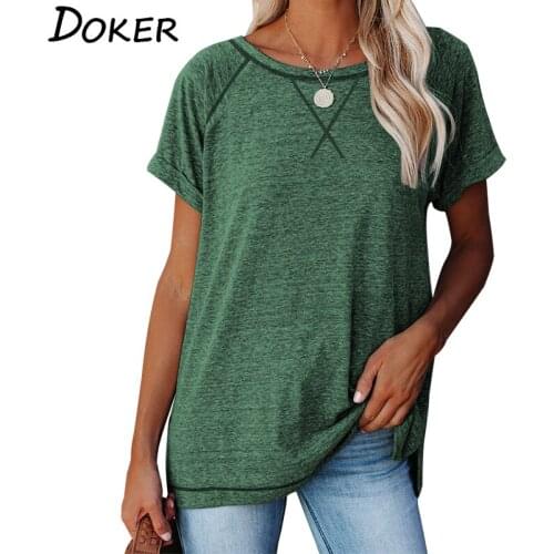 Color Blocking Cross Stripe O-neck Short Sleeved Large Size Women T Shirt Loose Casual Daily Outfit Women T Shirt