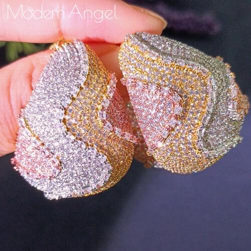 ModemAngel trendy Geometric round Hoop Earrings For Women Accessories Full Cubic Zirconia Earrings Jewelry pendientes mujer moda