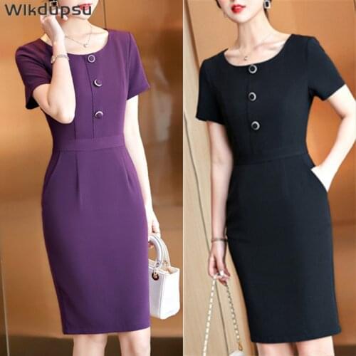 Vintage Elegant O Neck Fashion Korean Work Dresses For Women 2021 Office Lady Workwear Formal Business Casual Vestidos Big Size