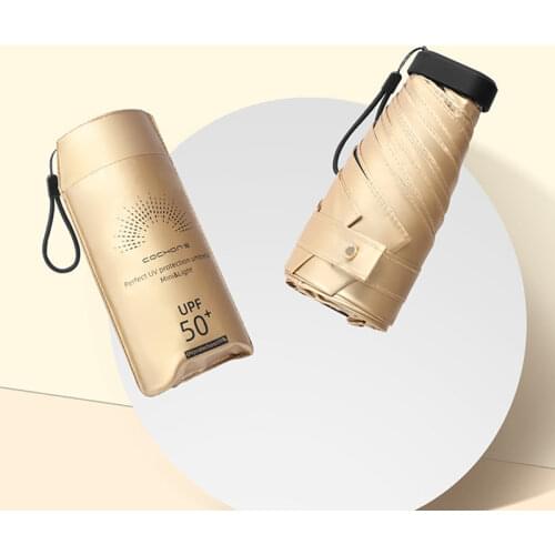Super Mini Parasol Umbrella Golden Coating Sunscreen Patio UV Umbrella Women Designer Flat Pocket Outdoor Umbrellas Windproof 6K