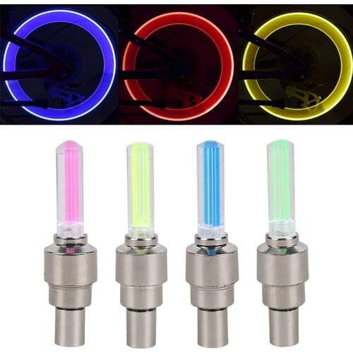 Neon Bike Spoke Light Mini LED Bicycle Taillight MTB Wheel Tire Nozzle Valve Caps Lamp Cycling Warning Head Rear Light 1PC