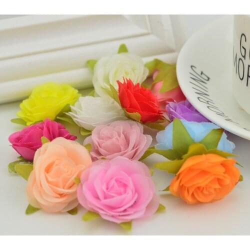 10pcs silk MINI rose heads for home wedding car decoration Skirt hat Beach flower diy handmade Candy gift box Artificial flowers
