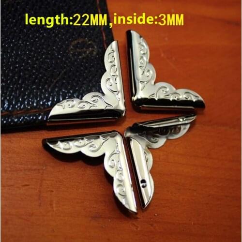 Silver Plated Book Scrapbooking Albums Menus Corner Protectors Metal Corners For Books Pattern Carved 22mm*3mm Fit 3mm 10Pcs