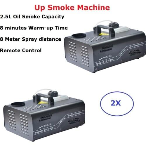 2 Pack Newest 1500W Smoke Machine DMX512 Fog Machine Pyro Vertical Fogger Machine DMX/Remote Control Professional Stage Fogger
