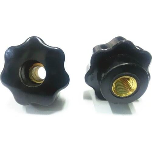 20PCS Bakelite M6*32mm Female Thread LatheClamping Knob 6mm Thread 32mm Head Diameter 7 Star Sharped Through Hole Star Nut Knobs