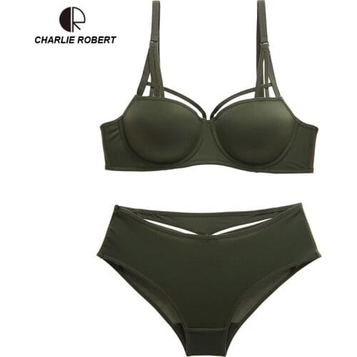 2018 New Arrival Push Up Bra High Waist Panties Underwear Women Solid Bra Set Padded Briefs Intimates womens lingerie