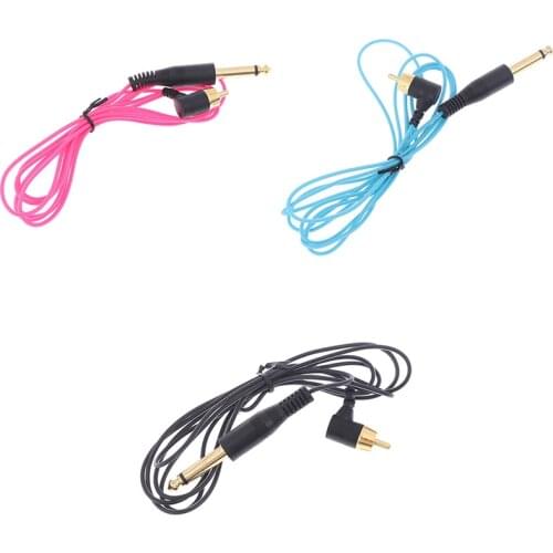 3 Colors 90 Degree Right Angled Tattoo Rca Cord Plug Clip Cord Silicone Cable Converter With Silicone Cable Free Shipping