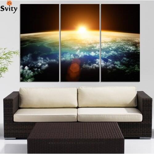 3pcs Earth Map From the Space ,Large Modern Canvas Oil Painting Wall Art ,Free Shipping Worldwide simulation oil painting