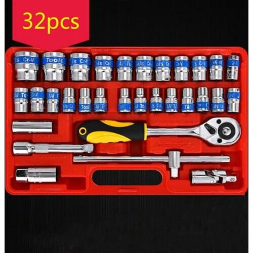 32PC Car Repair Tool Kit Torque Wrench Spanner Wrench Set Socket Set Tool Combination