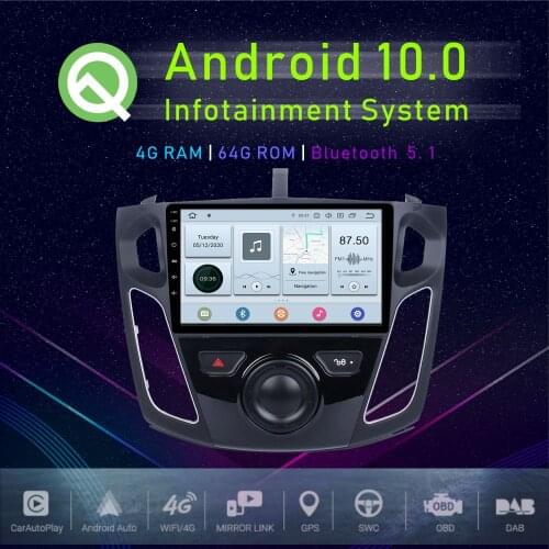 JSTMAX 9" Android 10.0 Car GPS Player For Ford Focus 2012 2013 2014 2015 2016 2017 auto AC Auto Stereo Multimedia Player