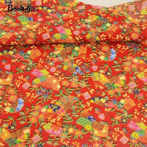 Booksew Linen Fabric Fat Quarter Meter Pathwork Luxurious Fan High Quality Bag Home Decoration Sewing Cushion Crafts Dolls