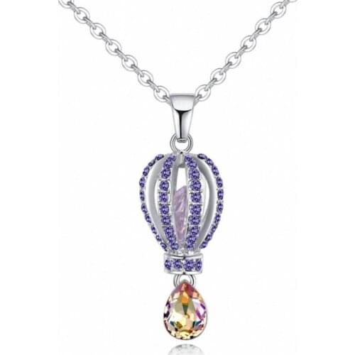 TRACYSWING Brand Top Quality Simple Style Crystal Pendant Necklace Rose Gold Color Fashion Jewellery Crystal #TW132018