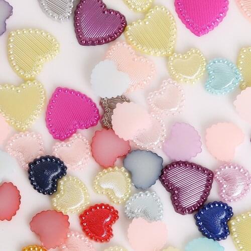 50/100pcs 10-14mm Heart Shape Flatback Imitation Pearls Beads Loose Beads For DIY Scrapbook Decoration Craft Making