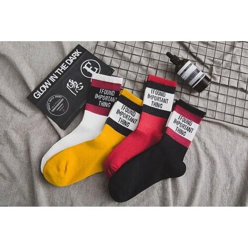 DHL 100pair English Letter Street Fashion Cute Funny Socks Unisex EUR37-44 Girl and Boy Socks