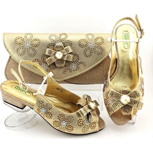 Doershow beautiful Shoes and Bag Set African Sets 2021 Italian Shoe Bag Set Decorated with Rhinestone High Quality! SFG1-3