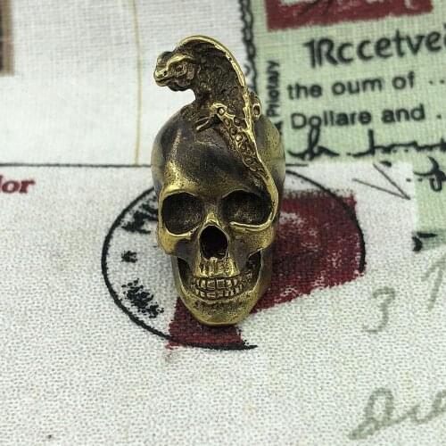 EDC Brass knife Beads Pure Copper Lizard Skull Umbrella Rope Knife Beads Flashlight Pendant