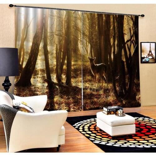 Sunset forest curtains for bedroom Nature Art Print Drapes Living room Bedroom Decor 2 Panels HooksWindow Curtains
