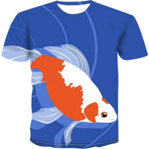 Ocean 3D printing T-shirt bulk goods animal fish hip hop clothing mens 2021 summer newest
