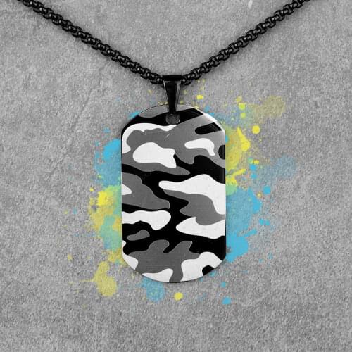 Camouflage Tag Army Long Men Necklaces Pendants Chain Punk for Boyfriend Male Stainless Steel Jewelry Creativity Gift Wholesale