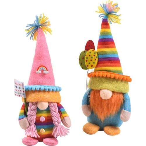 Dwarf Faceless Doll Cute Festive Cloth Handmade Plush Rainbow Gnome Ornament Home Party Decoration