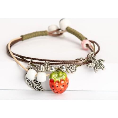 Ceramic Fruits Pendant Bracelet Best gift Handmade Boho DIY Ceramics bracelets wholesale drop shipping #GY467