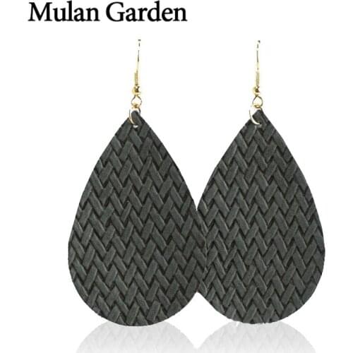 Mulan Garden Classic PU Leather Earrings for Women Statement Trendy Water Drop Earrings Fashion Jewelry Christmas Gift Wholesale