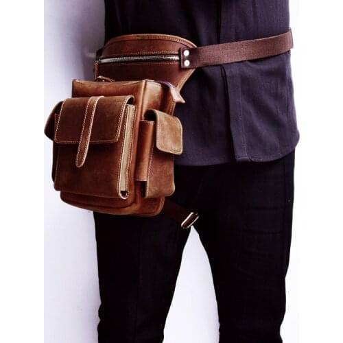 Medieval renaissance adult male Viking Knight pirate cosplay leather vintage pocket belt clothing bag