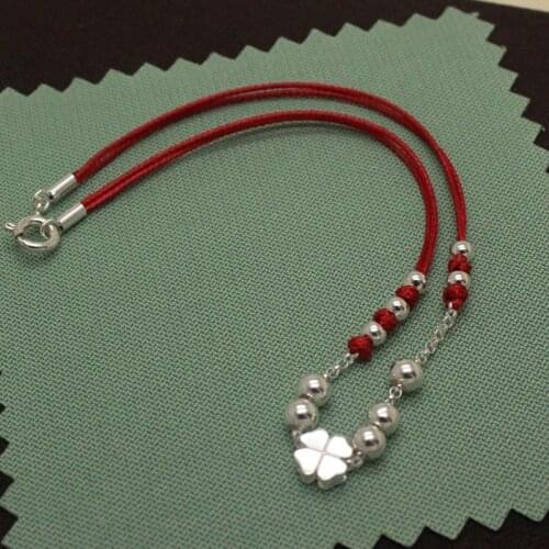 La Monada Four Flower Red Thread For Hand 925 Sterling Silver Bracelet Red Thread String Rope Bracelets For Women Silver 925