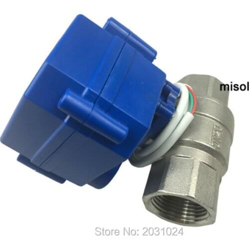 1 pcs motorized ball valve 3/4" NPT, DN20, 2 way 12VDC CR04, stainless steel electrical valve