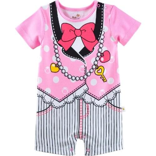 Pink Bowtie baby one-pieces clothes baby girls rompers Jumpsuits costumes shortalls short sleeve overalls TOP QUALITY