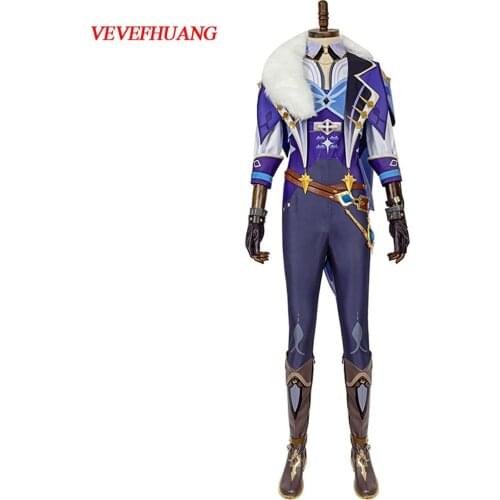 VEVEFHUANG Kосплей Anime Game Genshin Impact Kaeya Original Battle Uniform Gorgeous Outfit Cosplay Costume Xmas Carnival парик