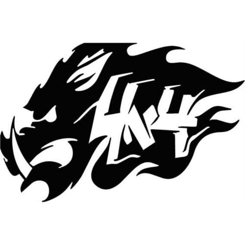 14cm*9cm Creative 4x4 Wild Boar Totem Canine Pig Hunting Car Sticker Pvc Personalized Auto Parts Motorcycle Decal Decoration