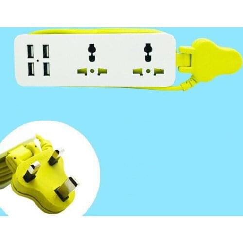 Portable Outlet Travel Power Strip Adapter Surge Protector 4 Smart USB Ports Desktop Wall Charger Station 1.5M Extension Cord