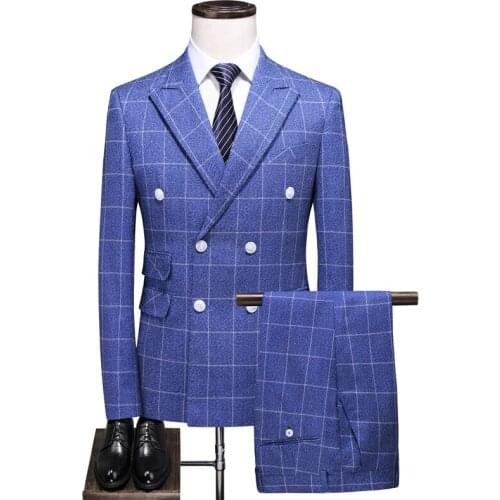 Jacket+Pants+Vest) Formal Business Luxury Mariage Double-Breasted Male Suit 3-Piece Suit Blazers Trousers Dress Waistcoat S-5XL
