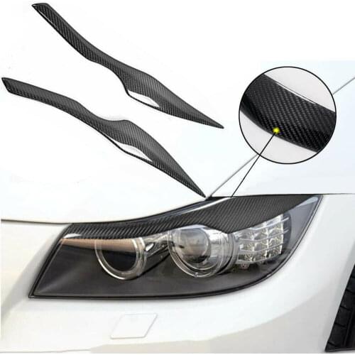 Fit For 2005-2012 BMW E90 E91 3 Series CARBON FIBER HEADLIGHT EYE BROW EYELIDS DECAL 2pcs