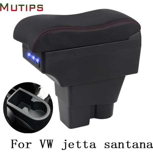 Mutips For Volkswagen VW Jetta MK6 6 Santana armrest box leather car arm rest USB storage box accessories interior 2013-2018