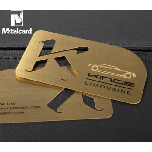 Stainless steel brushed business card hollow metal card plating gold card custom