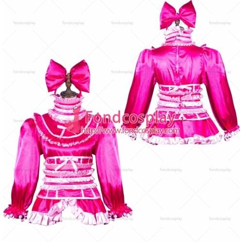 Sissy maid satin dress lockable Uniform cosplay costume Tailor-made[G3803]