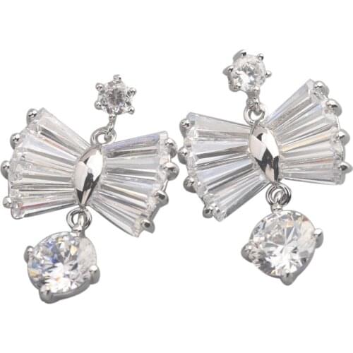 Imposing White Stone 8*8mm Semi-precious Silver Cool For Womens Stud Earrings ED0200