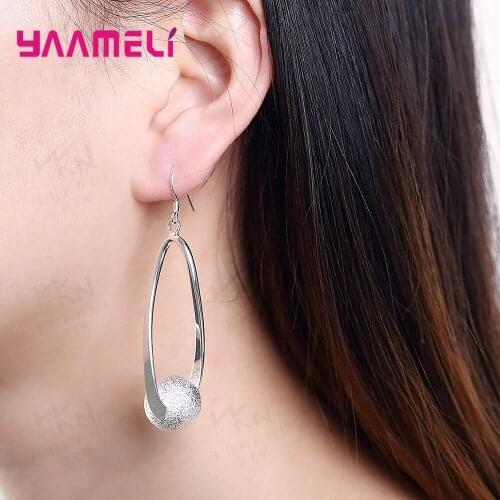 925 Sterling Silver Statement Drop Earrings For Women Girls Ball Design 2020 Trend Valentines Day Gifts Fashion Jewelry