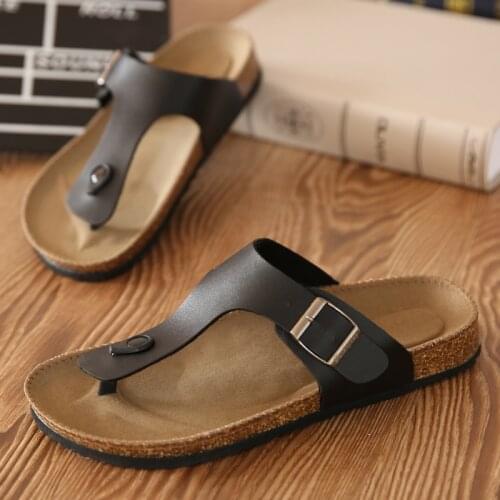 Big Size 12 35-45 Unisex Brand Couples Cork Flipflops Summer Clip Toe Platform Beach Slippers Buckle Belt Casual Women Sandals